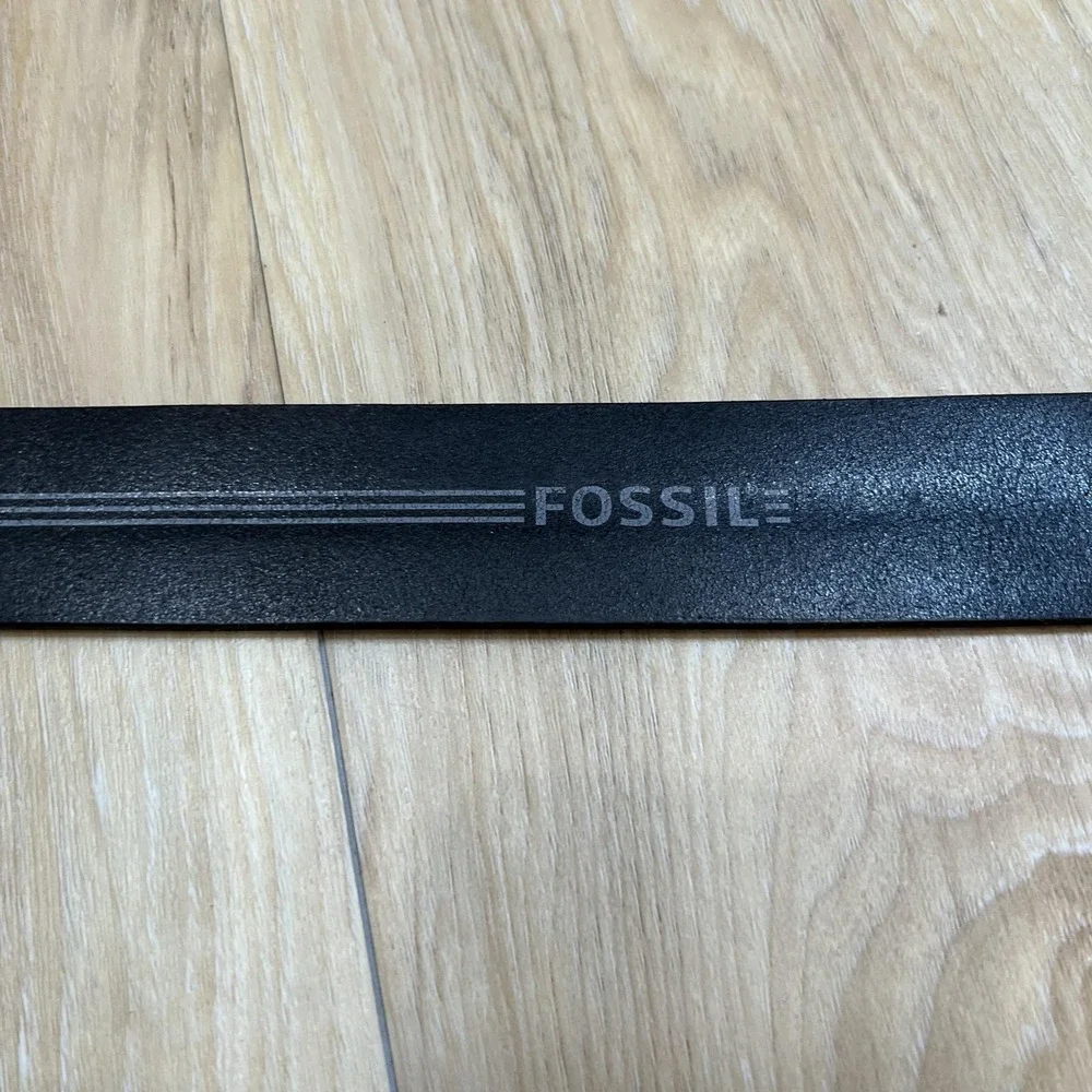 Fossil Vintage Belt Men 38 Brown Genuine Leather Logo Buckle Dress Casual MB6539